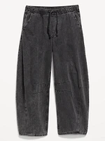 High-Waisted Pull-On Barrel Jeans