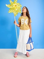 Printed Tiered Swing Midi Skirt for Girls