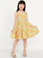 Printed leeveless Double-Weave Tiered Dress for Girls