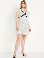 Maternity Crepe Lace-Trim Mini Dress