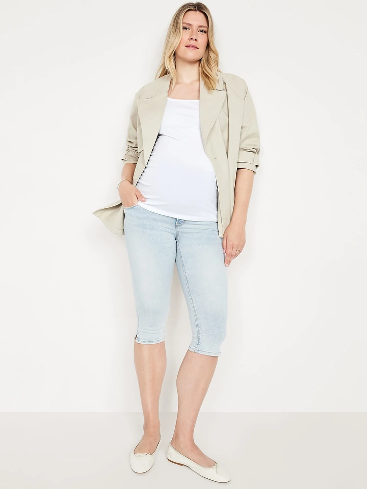 Maternity Rollover-Panel Rockstar Slim Capri Jeans