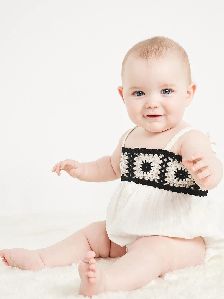 Sleeveless Double-Weave One-Piece Romper for Baby