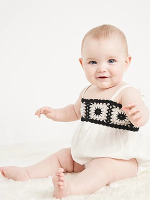 Sleeveless Double-Weave One-Piece Romper for Baby