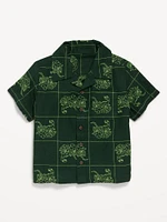 Printed Short-Sleeve Linen-Blend Shirt for Toddler Boys