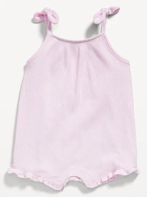 Sleeveless Tie-Knot Ribbed One-Piece Romper for Baby