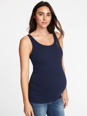 Maternity First-Layer Rib-Knit Side-Shirred Tank Top