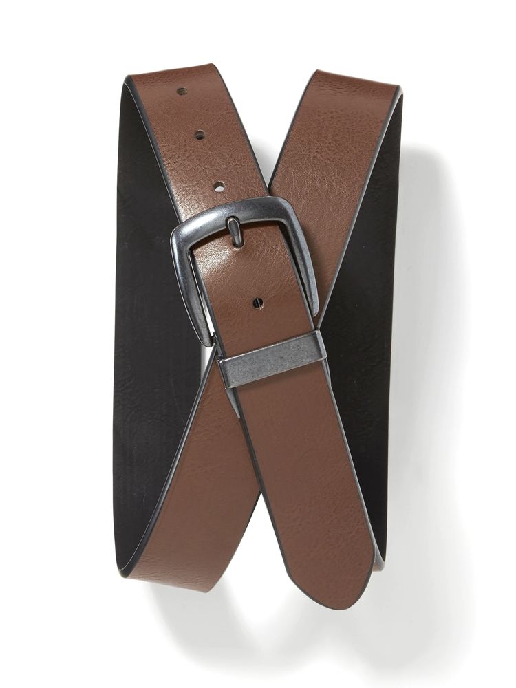 Faux-Leather Reversible Belt