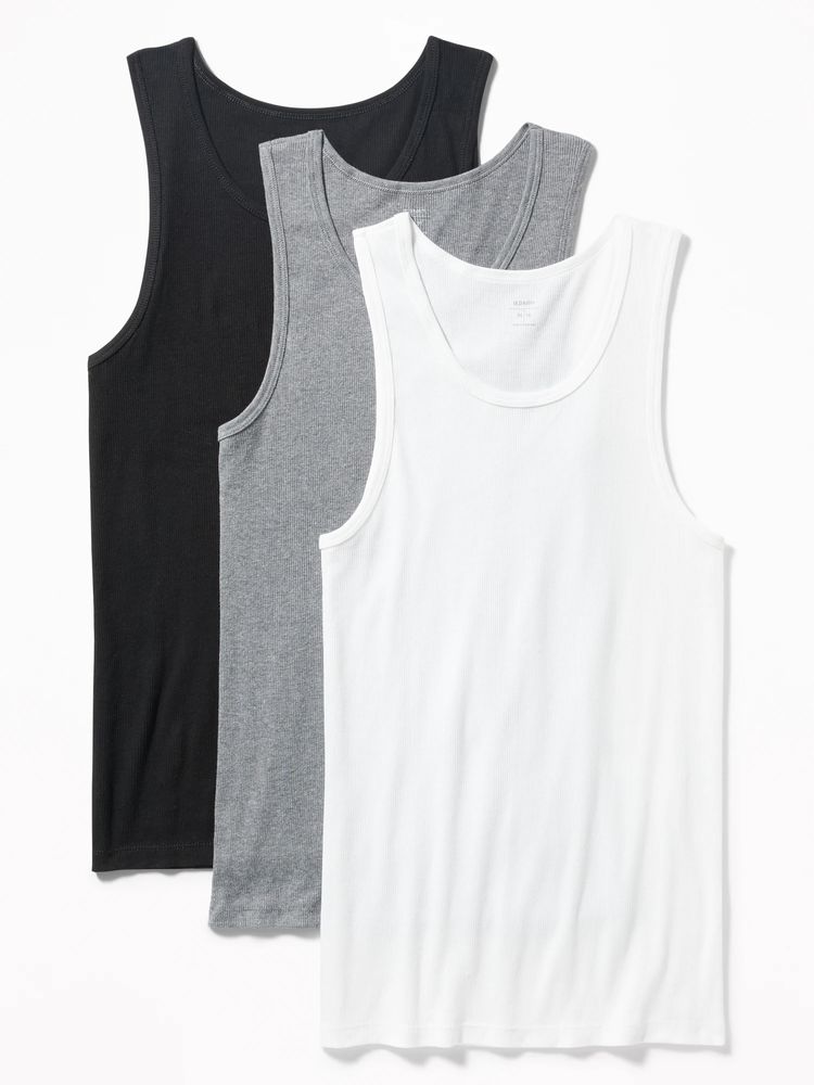 Go-Dry Rib-Knit Tank Tops 3-Pack