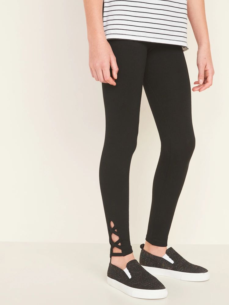 Old Navy Built-In Tough Full-Length Lattice-Hem Leggings for Girls