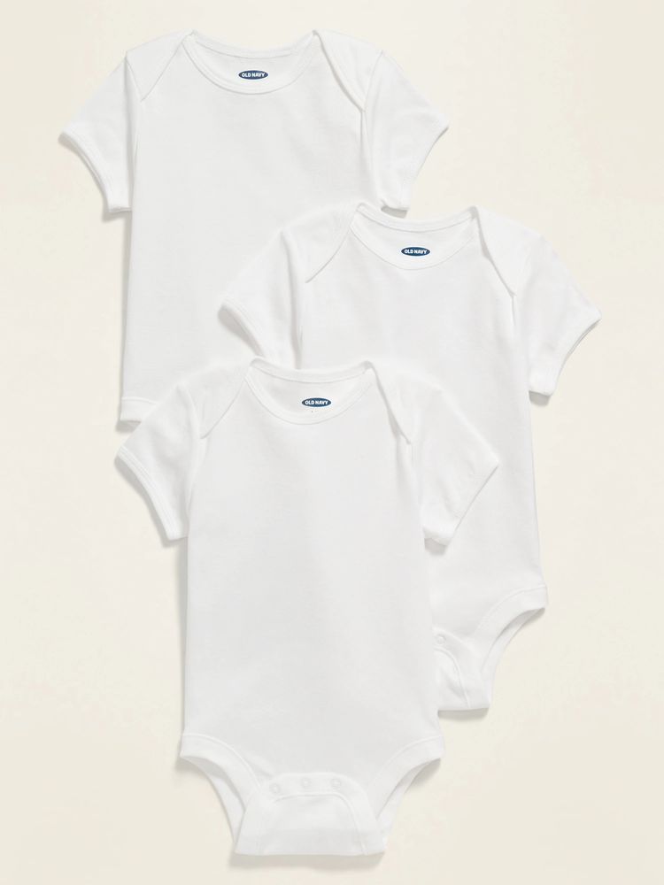 Unisex Short-Sleeve Jersey Bodysuit 3-Pack for Baby