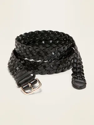 Braided Faux-Leather Belt For Women