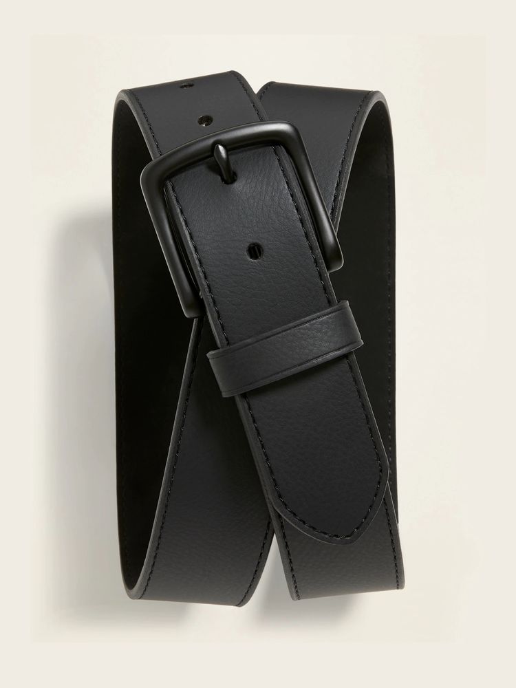 Black Leather Belt With Brass Buckle -  Canada