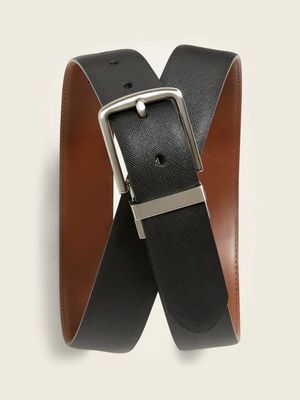Faux-Leather Reversible Belt for Men