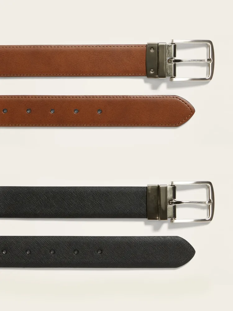 Faux-Leather Reversible Belt