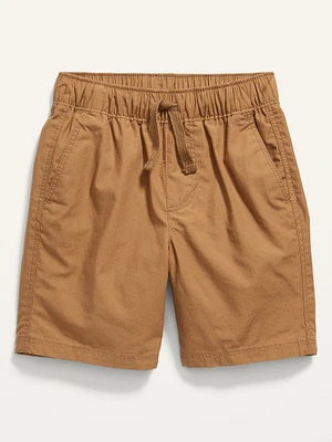 Functional-Drawstring Solid Poplin Shorts for Toddler Boys