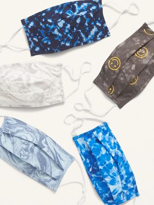 POPSUGAR x Old Navy Variety 5-Pack of Triple-Layer Cloth Pleated Face Masks for Adults