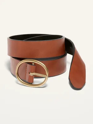 Reversible Faux-Leather Belt For Women