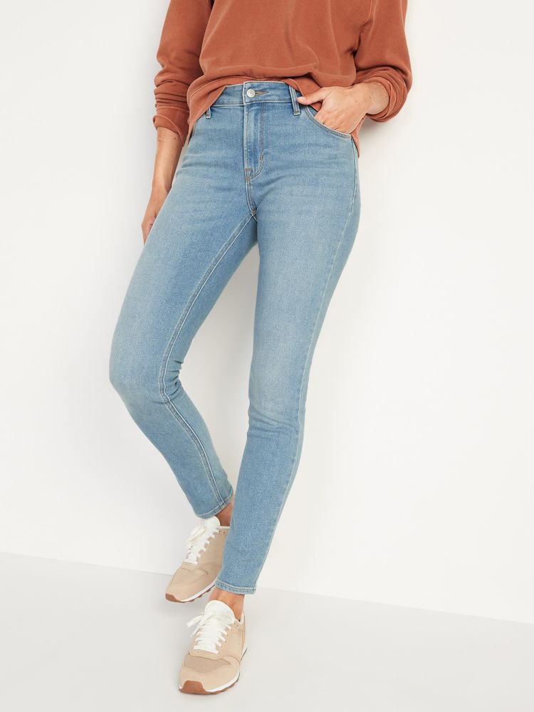 Mid-Rise Light-Wash Skinny Jeans for Women