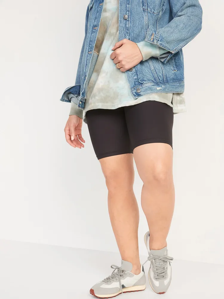Maternity Rollover-Waist PowerChill Biker Shorts -- 8-inch inseam