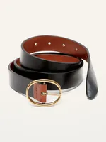 Reversible Faux-Leather Belt For Women