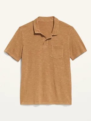 Vintage Garment-Dyed Slub-Knit Polo Shirt for Men