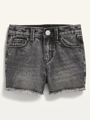 Unisex High-Waisted Slouchy Straight Black Cut-Off Jean Shorts for Toddler