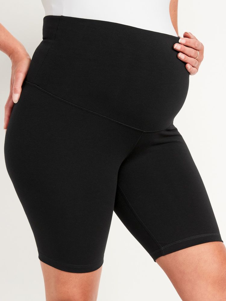 Maternity Rollover-Waist PowerChill Biker Shorts -- 8-inch inseam