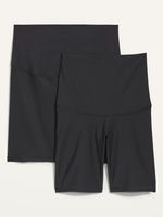 Maternity 2-Pack Full Panel & Postpartum Support PowerSoft Biker Shorts -- 8-inch inseam