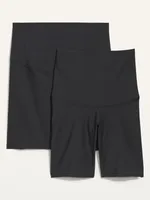 Maternity 2-Pack Full Panel & Postpartum Support PowerSoft Biker Shorts -- 8-inch inseam