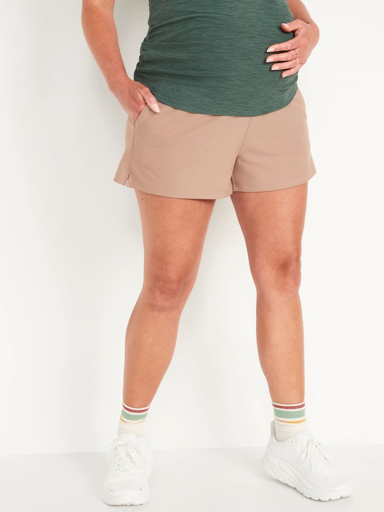 Maternity Rollover-Waist PowerSoft Shorts -- 3-inch inseam