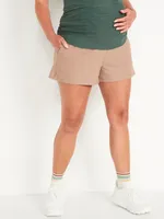 Maternity Rollover-Waist PowerSoft Shorts -- 3-inch inseam