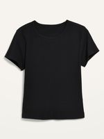 Fitted Short-Sleeve Cropped Rib-Knit T-Shirt