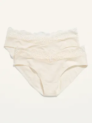 Sous-vêtement bikini de maternité en mélange de coton Supima® à garniture en dentelle,