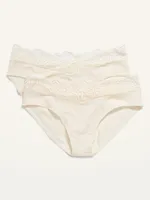 Sous-vêtement bikini de maternité en mélange de coton Supima® à garniture en dentelle,