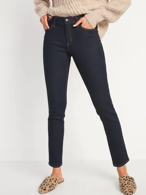 Mid-Rise Power Slim Straight Jeans for Women
