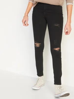 High-Waisted Pop Icon Black Ripped Skinny Jeans