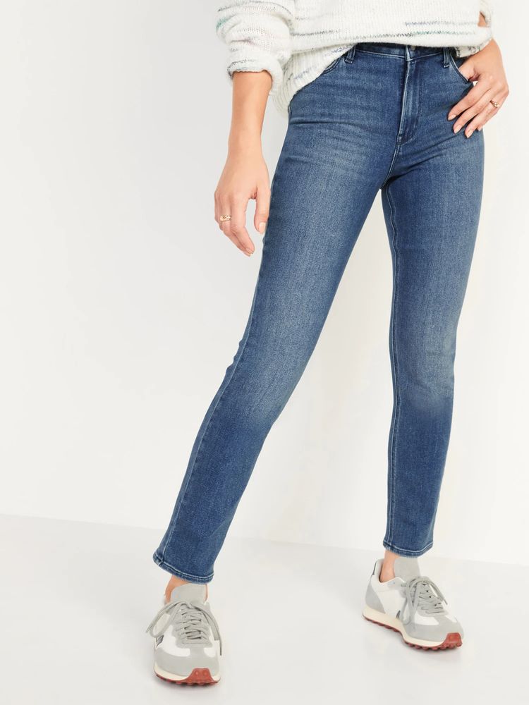 High-Waisted Wow Straight Ankle Jeans