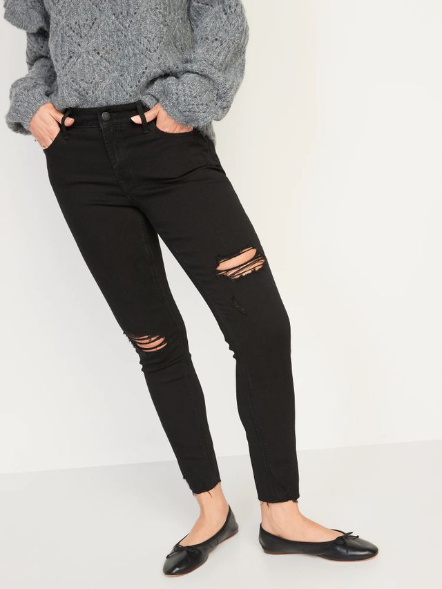 Mid-Rise Distressed Rockstar Super Skinny White Ankle Jeans for