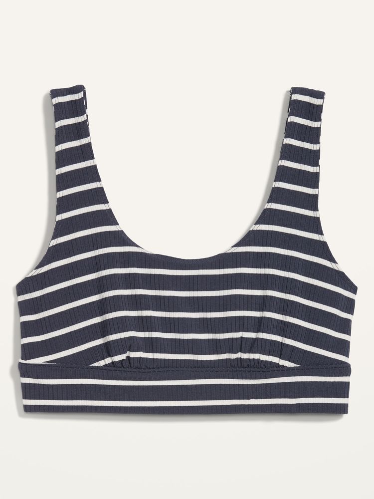 Sunday Sleep Striped Rib-Knit Bralette Top