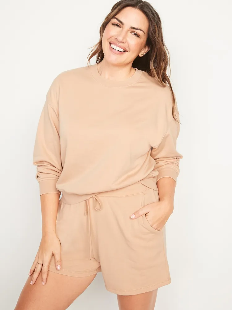 Oversized French Terry Tunic Sweatshirt for Women