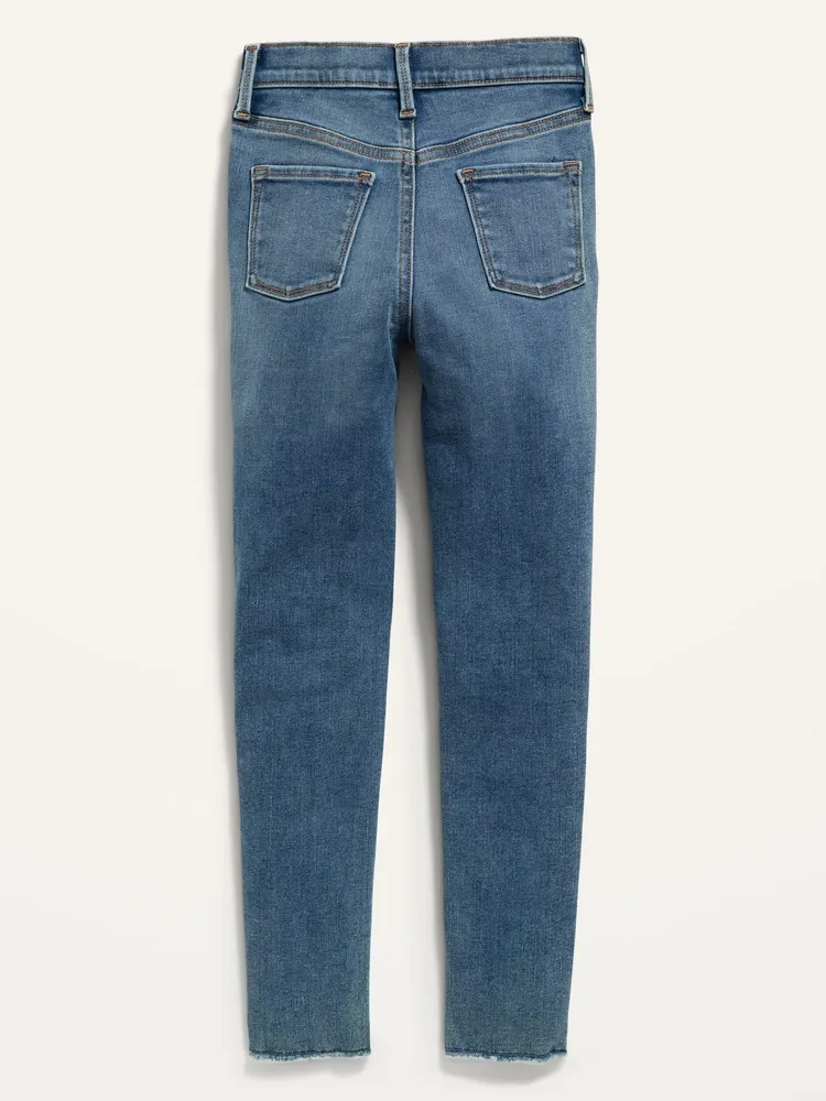 Kids Girls Light Blue Skinny Jeans Denim Ripped Stylish Stretchy Pants  Jeggings 