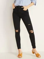 High-Waisted Rockstar Super-Skinny Distressed Jeans For Women