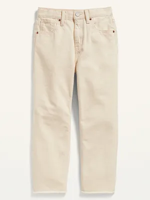 High-Waisted Slouchy Straight Frayed-Hem Jeans for Girls