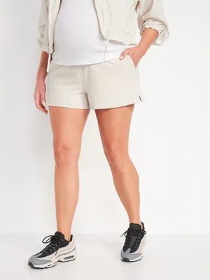 Maternity Rollover-Waist PowerSoft Shorts -- 3-inch inseam