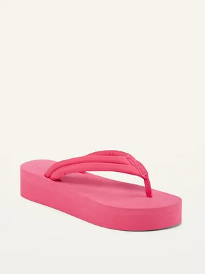 Puffy Nylon Strap Sugarcane-Blend Platform Flip-Flops