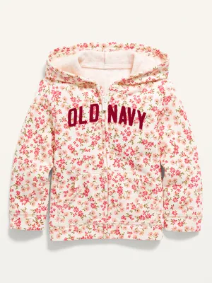 Floral-Print Logo Zip-Front Hoodie for Baby