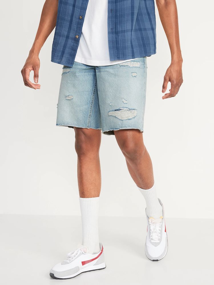Low-Rise OG Straight Ripped Super-Short Jean Shorts – 1.5-inch