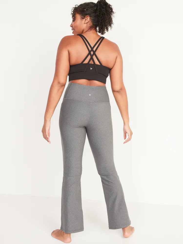 High Waisted Button Detail Flare Pants