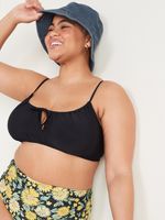 Gathered Keyhole-Front Bikini Swim Top