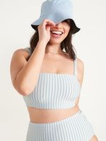 Striped Seersucker Bandeau Swim Top